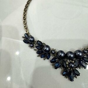 Banana Republic Jeweled Rhinestone Necklace Blue